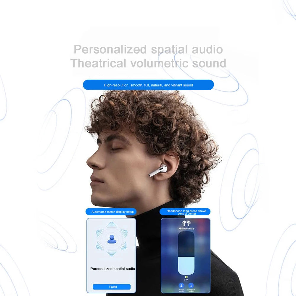 2Pcs For Pro 2 Air 4 Wireless Bluetooth Earphones TWS Earbuds Noise Cancelling Headset For iPhone Android Airpods ANC Headphones